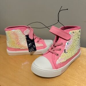 Sparkly Pink Sequin Kids Sneakers